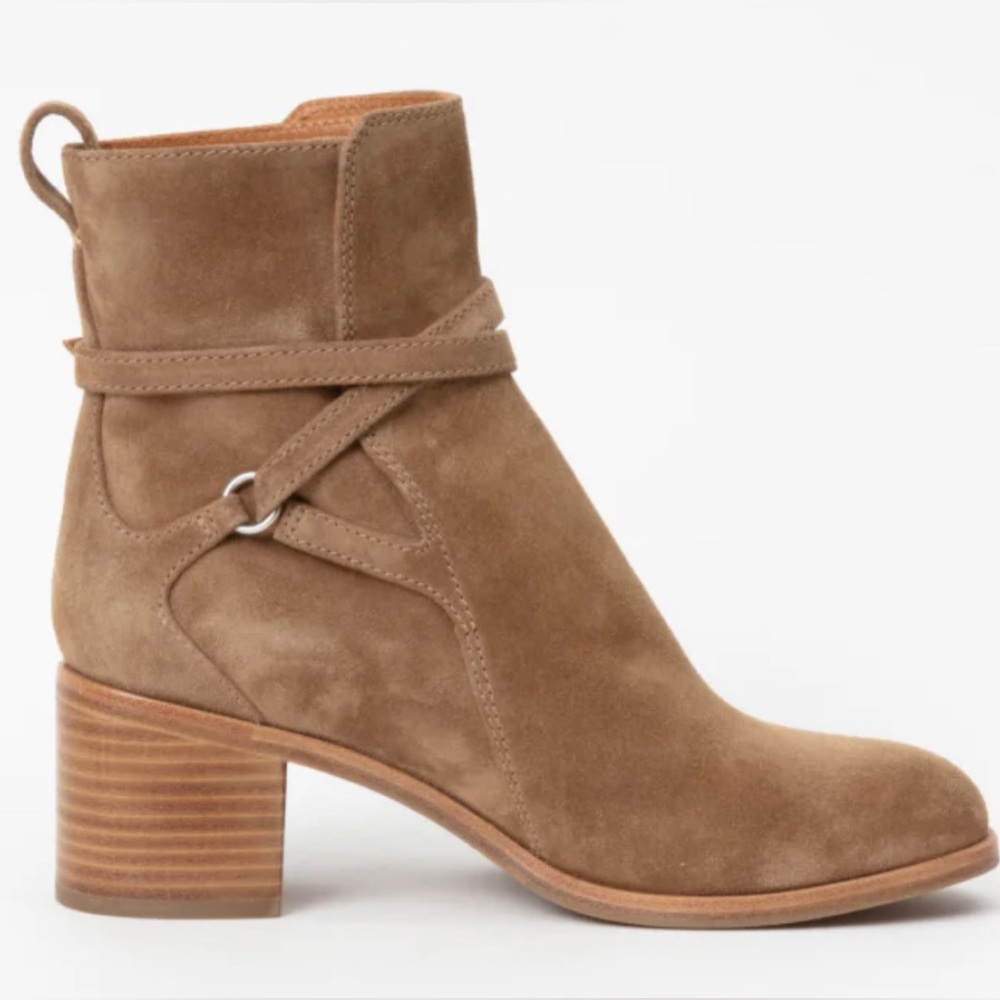 Rag & Bone‎ Hazel Suede Buckle Ankle Booties Tan Brown 9.5 NEW